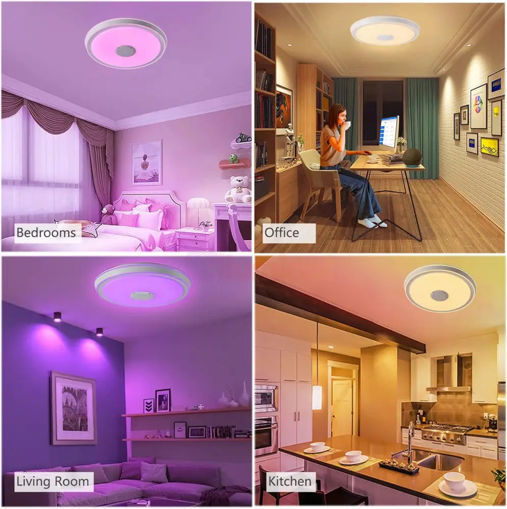 Plafoniera LED SMART 50W RGB + CCT Bluetooth si Telecomanda Echivalent 400W PLAFONIERA LED RGB MULTICOLORA CU BOXA