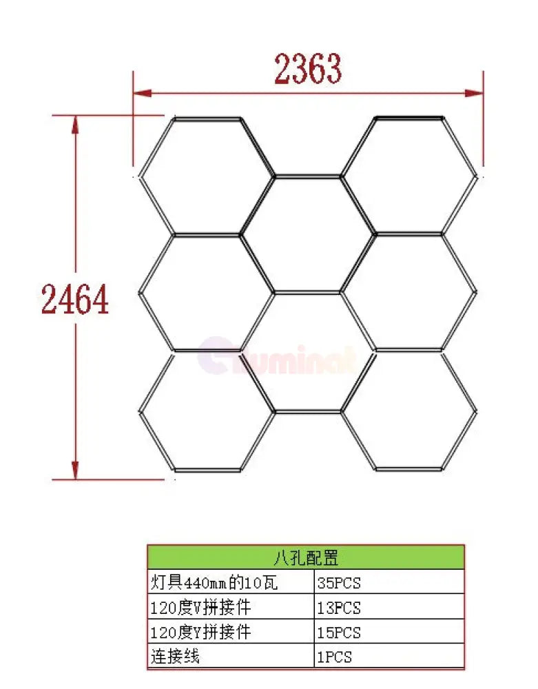 Plafoniera Led Tip Hexagon 236X246Cm 350W Echivalent 3200W Honeycomb Lights