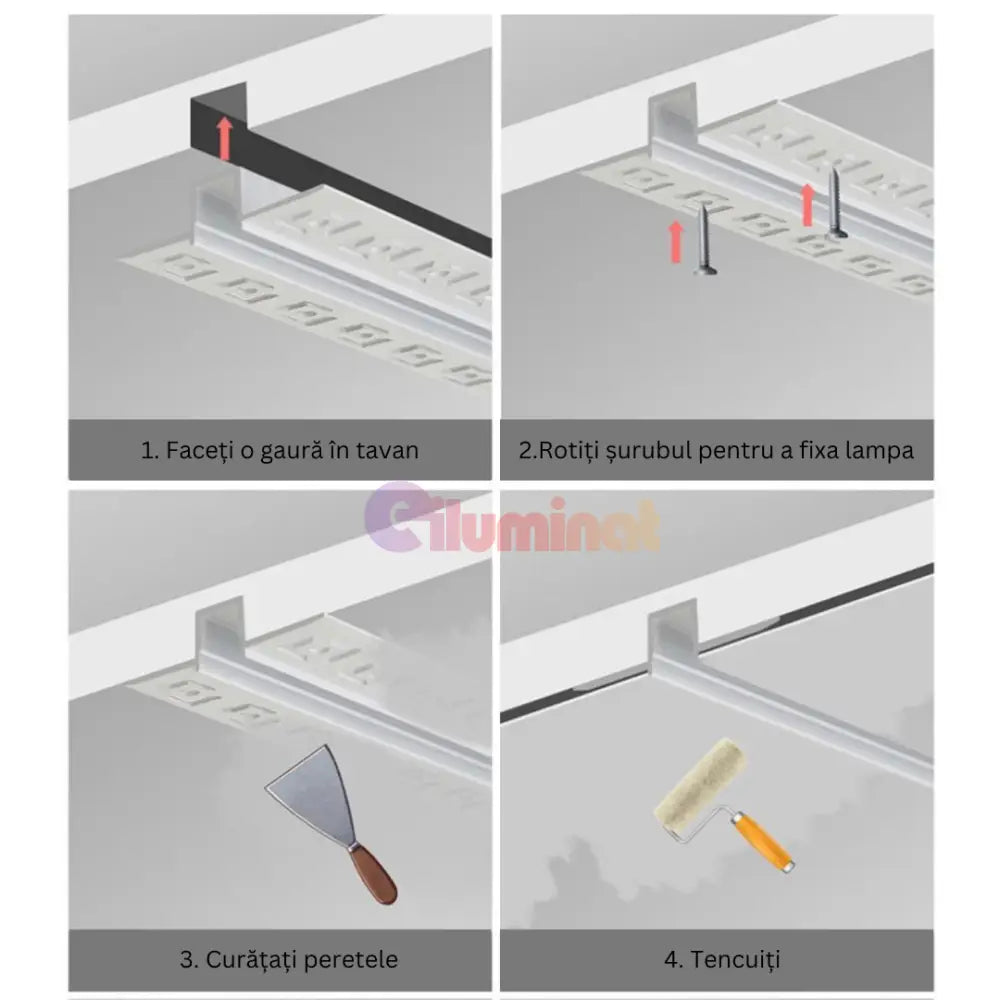 Profil LED 2 Metri Incastrat Sub Tencuiala LED Strips