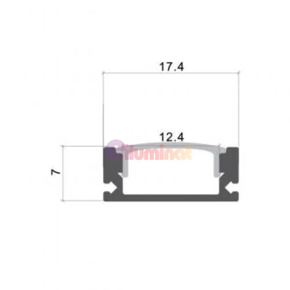 Profil Banda LED Aplicat Negru Dispersor Alb Mat 2M PROFIL APLICAT / NEAGRA LED Strips