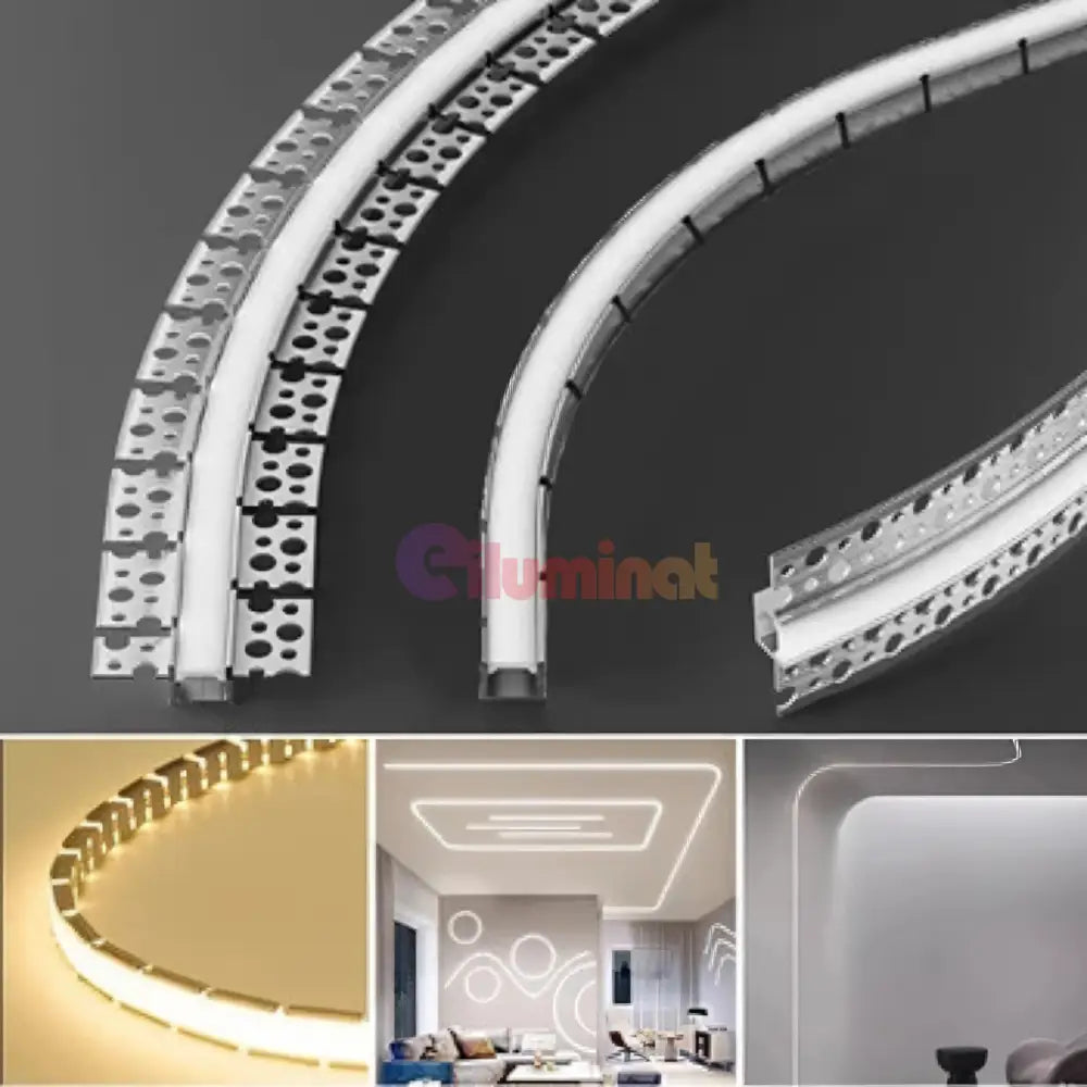 Profil LED Flexibil 2 Metri Incastrat sub Tencuiala LED Strips