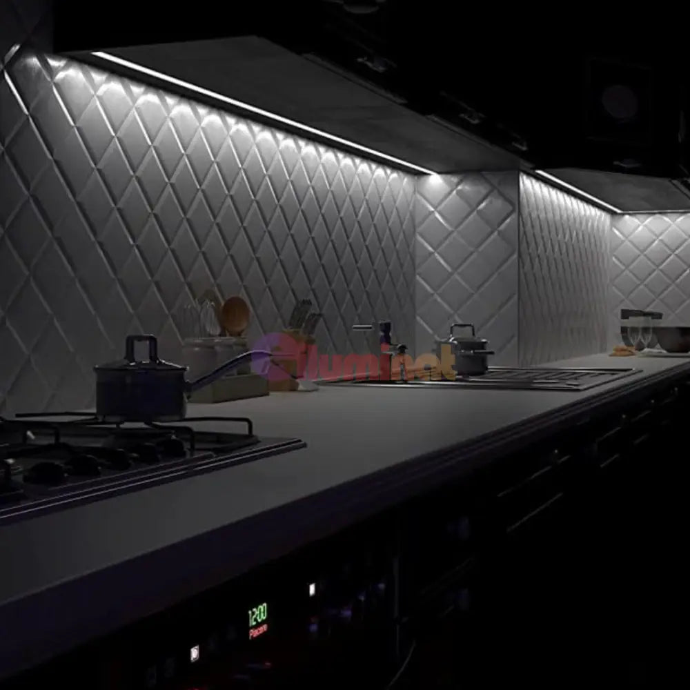 Profil LED Incastrat Negru 2 METRI cu Dispersor Alb LED Strips