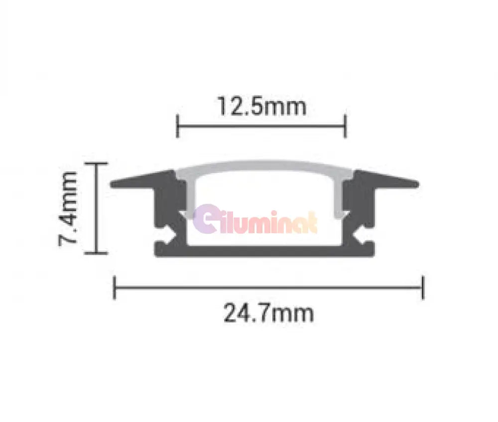 Profil Banda LED Incastrabil Negru cu Dispersor Alb Mat 2M PROFIL INCASTRABIL / NEAGRA LED Strips
