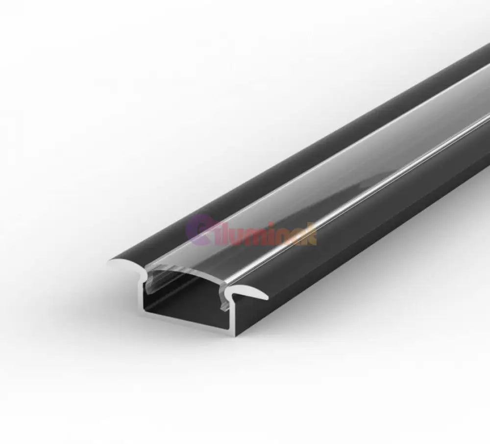 Profil LED 2 METRI Incastrat Negru Plat XL cu Dispersor Negru LED Strips