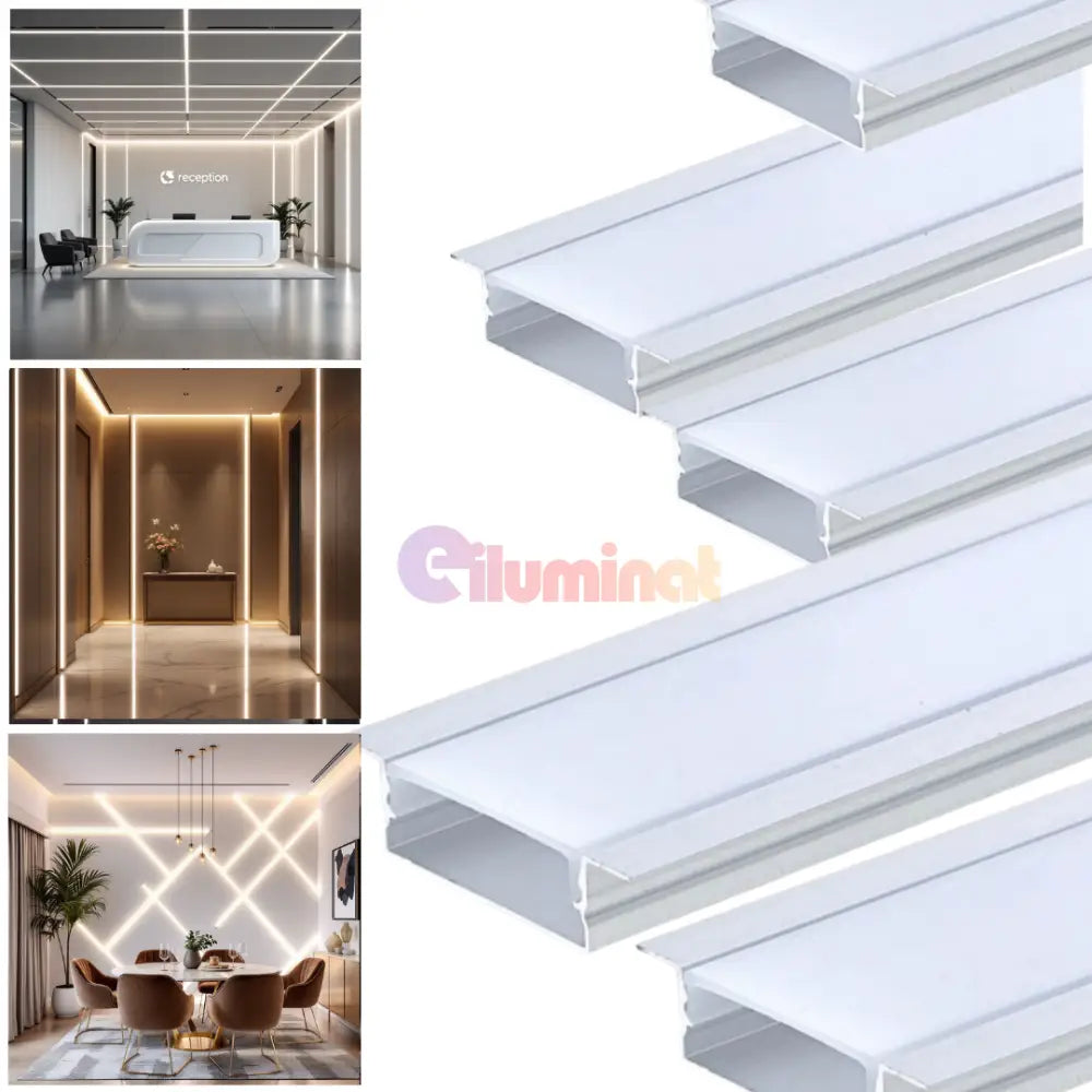 Profil LED Incastrat 2 METRI Plat XL LED Strips