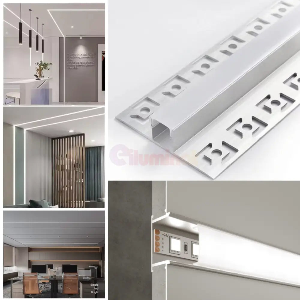 Profil LED 2 METRI de Mijloc Incastrat Sub Tencuiala LED Strips