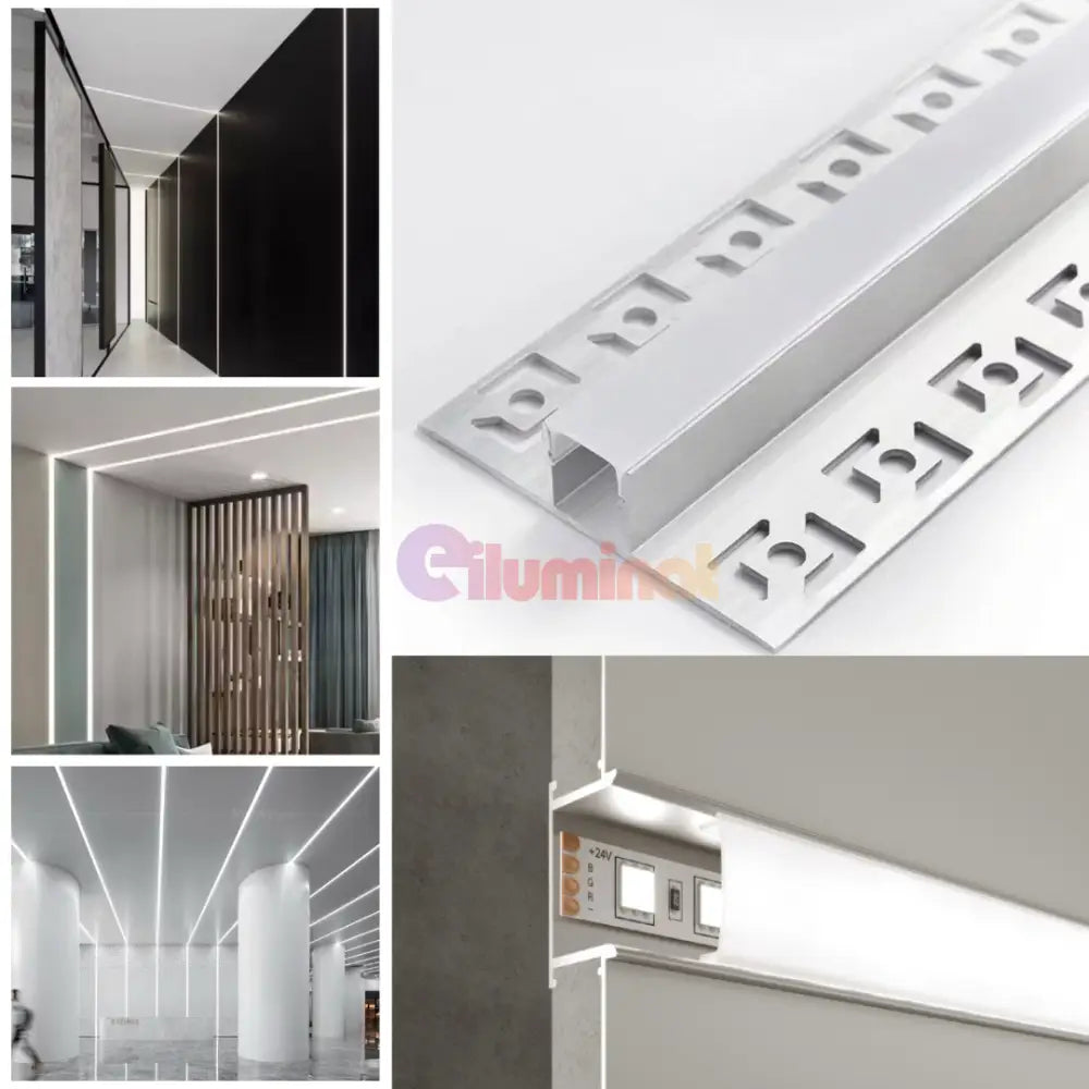 Profil LED 2 METRI de Mijloc Incastrat Sub Tencuiala LED Strips