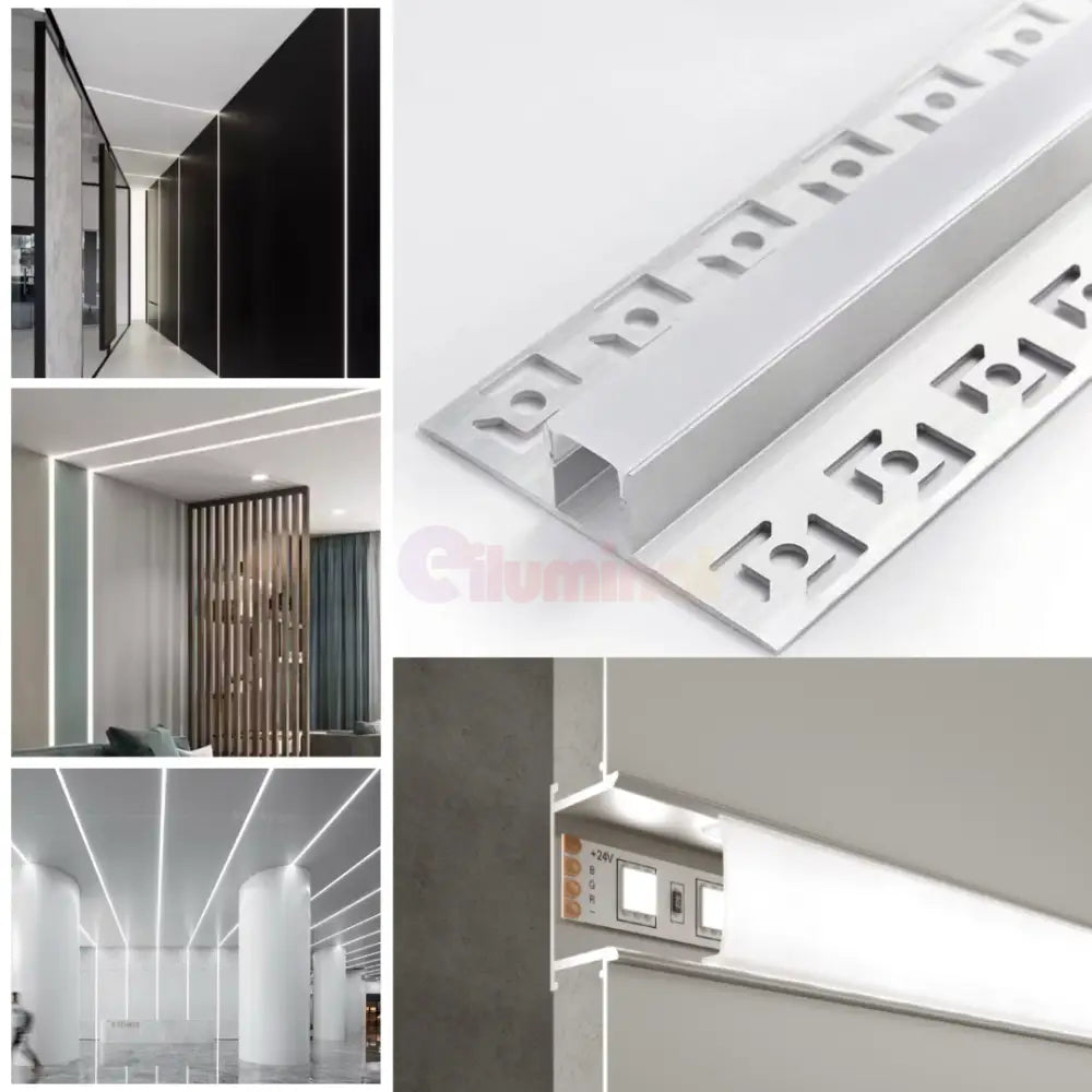 Profil LED 2 METRI de Mijloc Incastrat Sub Tencuiala LED Strips