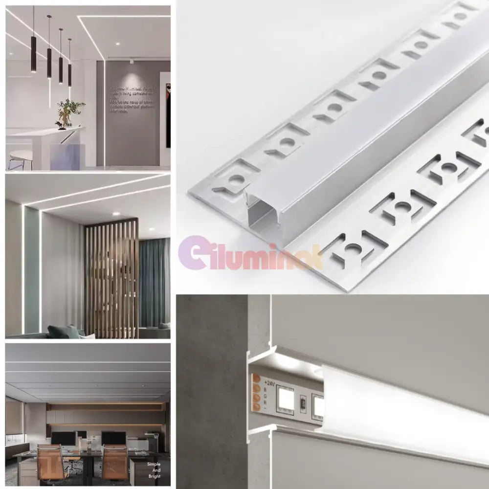 Profil LED 2 METRI de Mijloc Incastrat Sub Tencuiala LED Strips