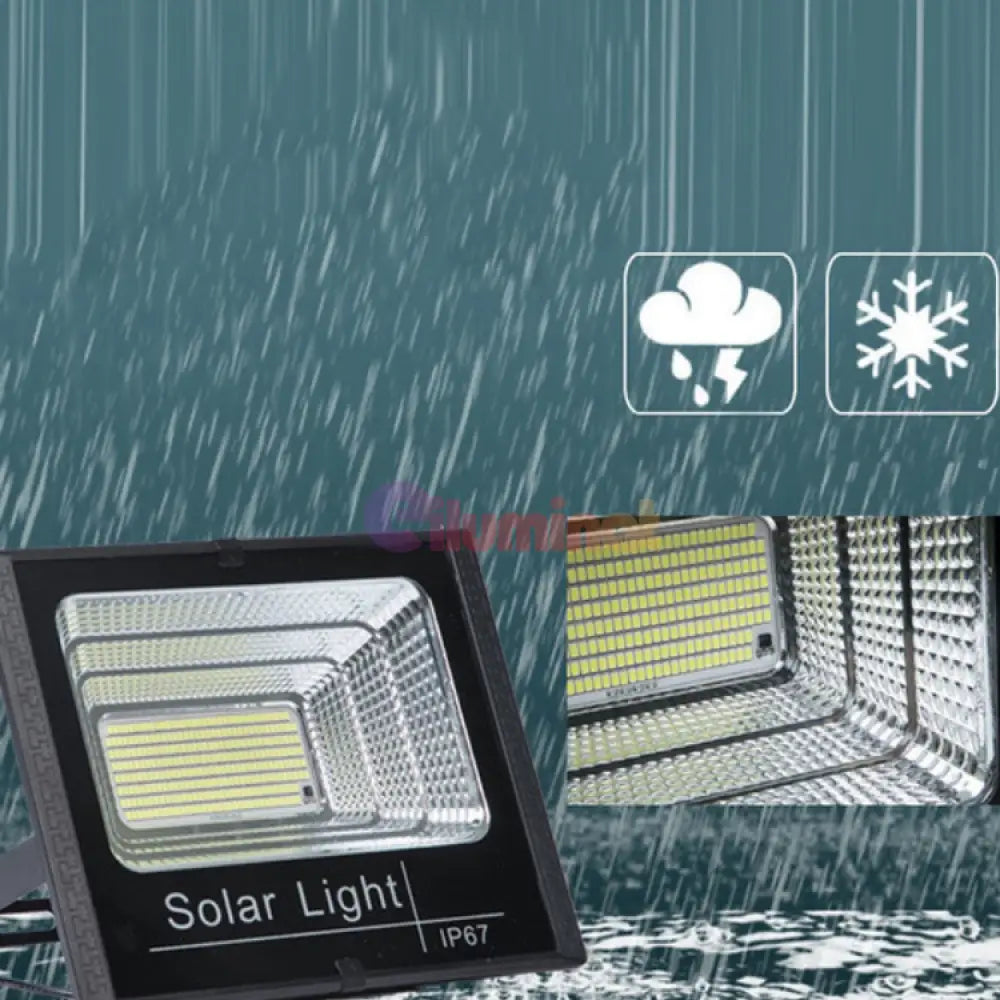 Proiector Led Negru Cu Panou Solar 200W Telecomanda Led Flood Light
