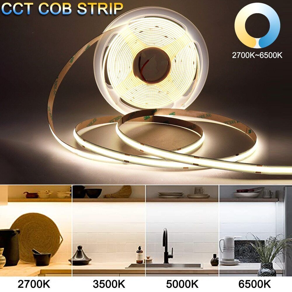 Banda LED 24V CCT COB 10 metri cu 3 Tipuri de Lumina 3 FUNCTII / IP21 INTERIOR / 10 METRI LED Strips