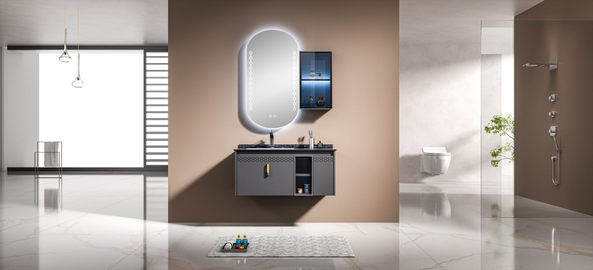 Set Mobilier Baie 100Cm Serenity Gray Bathroom Furniture