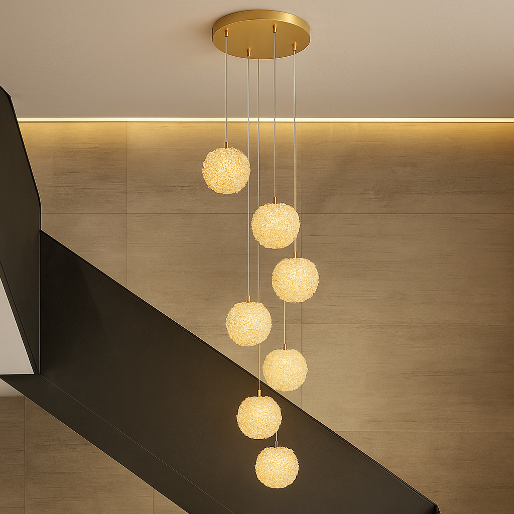 Lustra LED Suspendata Golden Sponge Deluxe 7 Elemente Echivalent 800W AURIE / SUSPENDATE Chandeliers