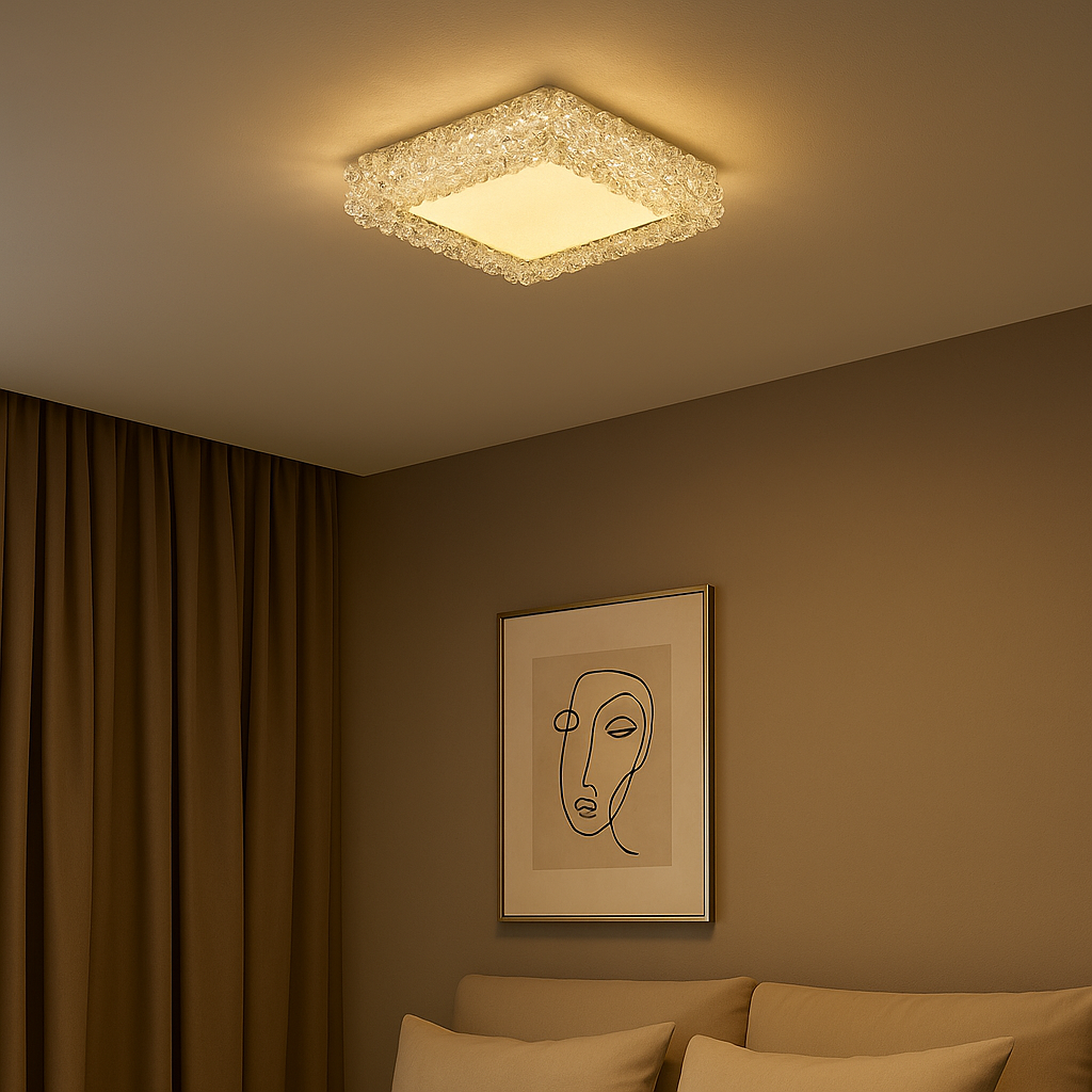 Lustra LED Aplicata Patrata 100W Crystal Golden Sponge AURIE / 35CM / CRISTAL Lighting Fixtures