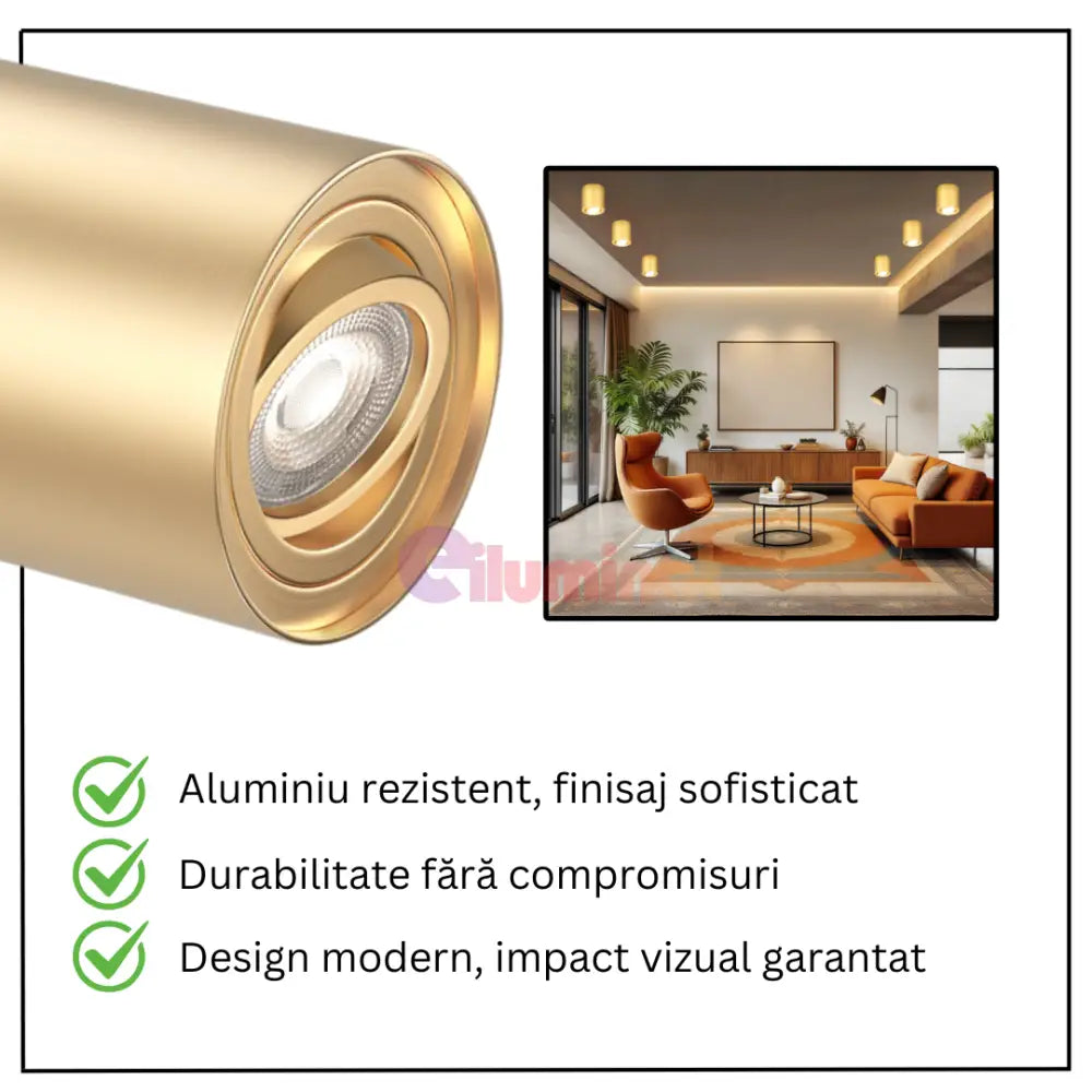 Spot Aplicat Cilindric Auriu Dulie Gu10 10CM SPOT LED APLICAT / GU10 / AURIU led ceiling light