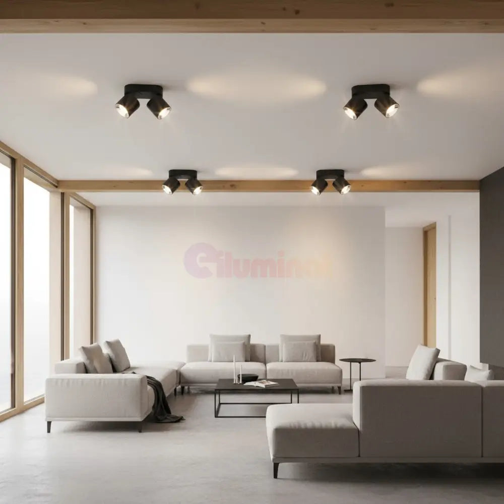 Spot LED Cilindric Aplicat Negru Dulie 2xGU10 Ø18x12CM led ceiling light