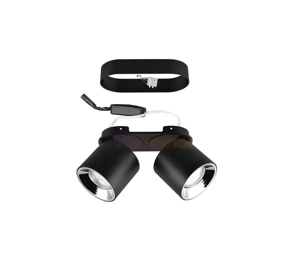 Spot LED Cilindric Aplicat Negru Dulie 2xGU10 Ø18x12CM led ceiling light