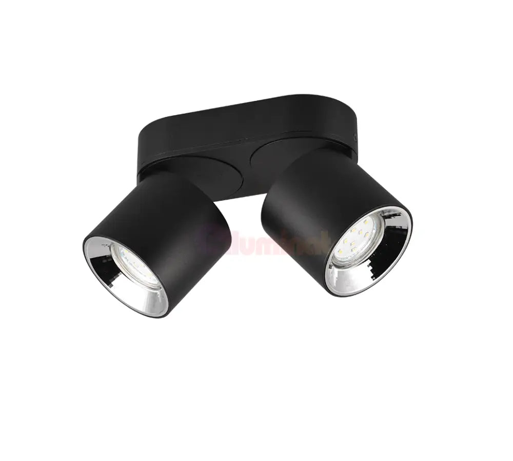Spot LED Cilindric Aplicat Negru Dulie 2xGU10 Ø18x12CM led ceiling light