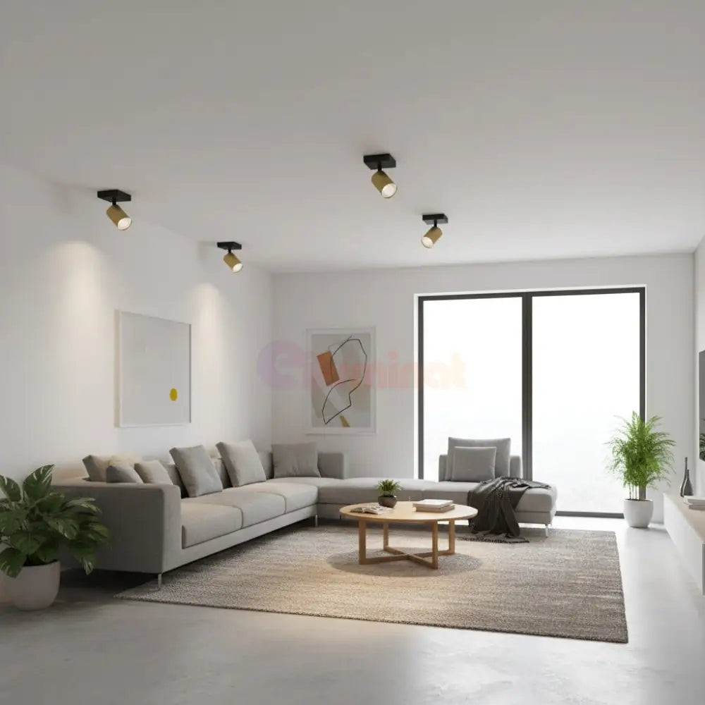 Spot Aplicat Orientabil Rotund Negru & Auriu Dulie GU10 Ø55x120mm led ceiling light