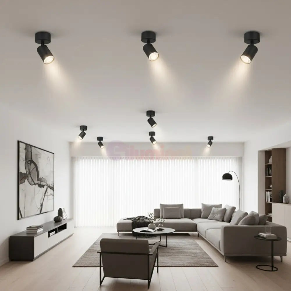 Spot Aplicat Orientabil Rotund Negru Dulie GU10 Ø60x130mm led ceiling light