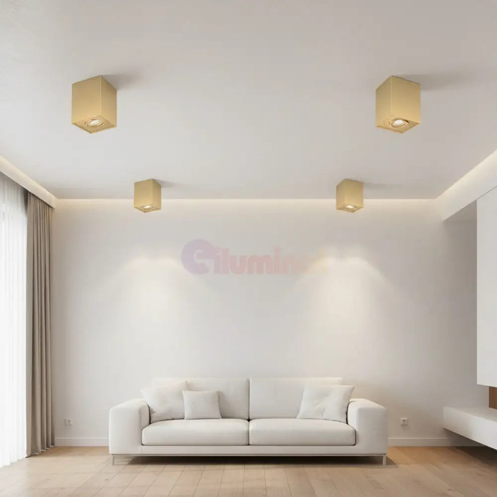 Spot Aplicat Patrat Fascicul Reglabil Auriu Dulie GU10 L80xH100mm led ceiling light
