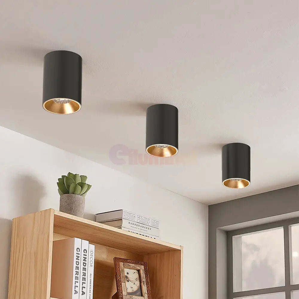 Spot Aplicat Rotund Negru & Auriu Dulie GU10 Ø80x117mm led ceiling light
