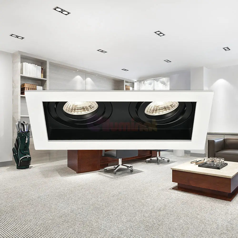 Spot Incastrat Dreptunghiular Fascicul Reglabil Alb & Negru Dulie 2xGU10 L185xH33mm led ceiling light