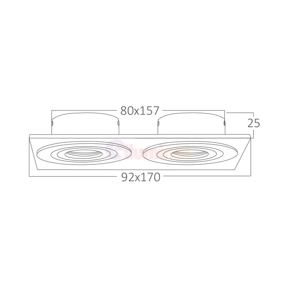 Spot Incastrat Dreptunghiular Fascicul Reglabil Negru & Argintiu Dulie 2xMR16 L170xH25mm led ceiling light