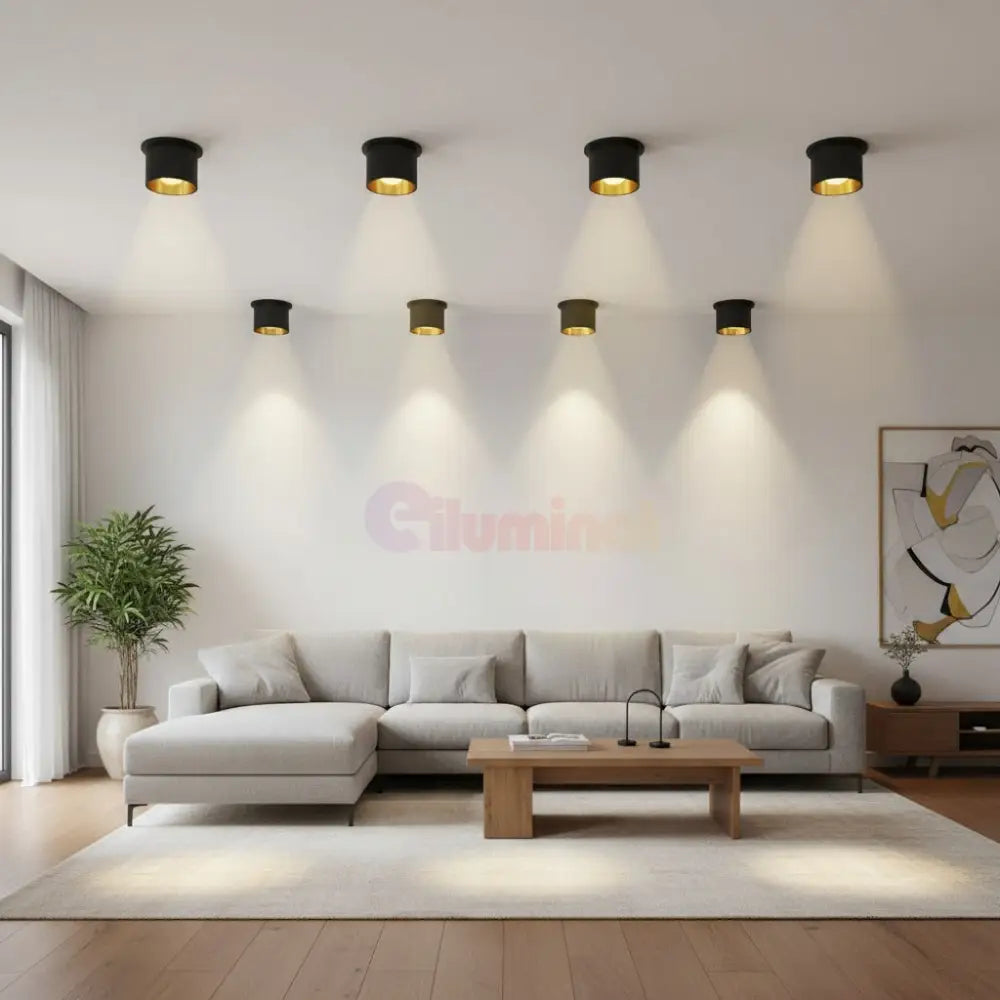 Spot Incastrat Rotund Negru & Auriu Dulie GU10 Ø70x63mm led ceiling light