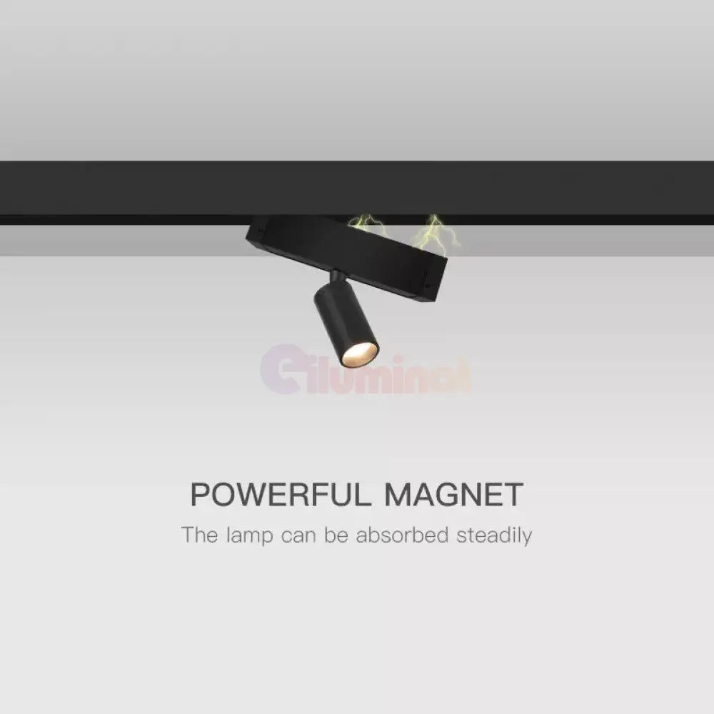 Spot Led 10W Magnetic Negru Cilindru Track Light Spotlight