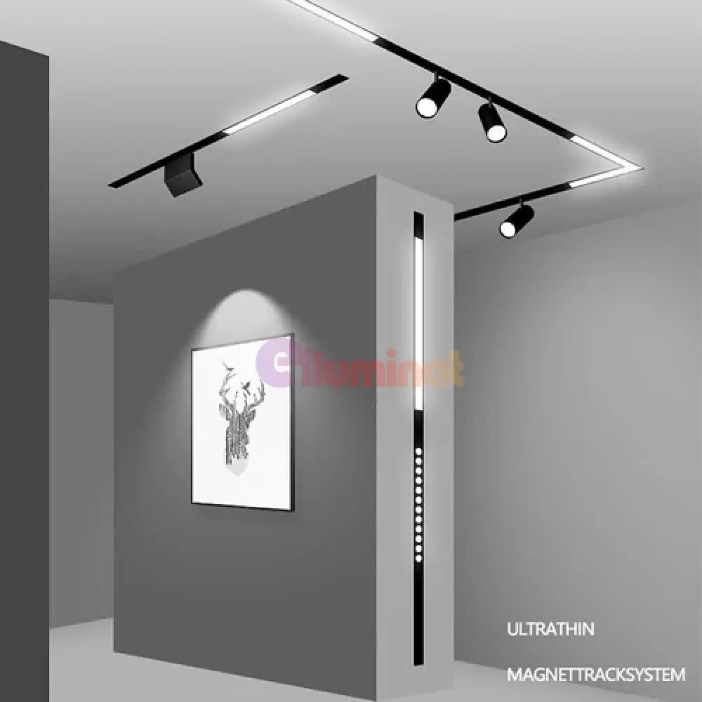 Spot Led 12W 22Cm Magnetic Liniar Smart Cct Negru Telecomanda Track Light