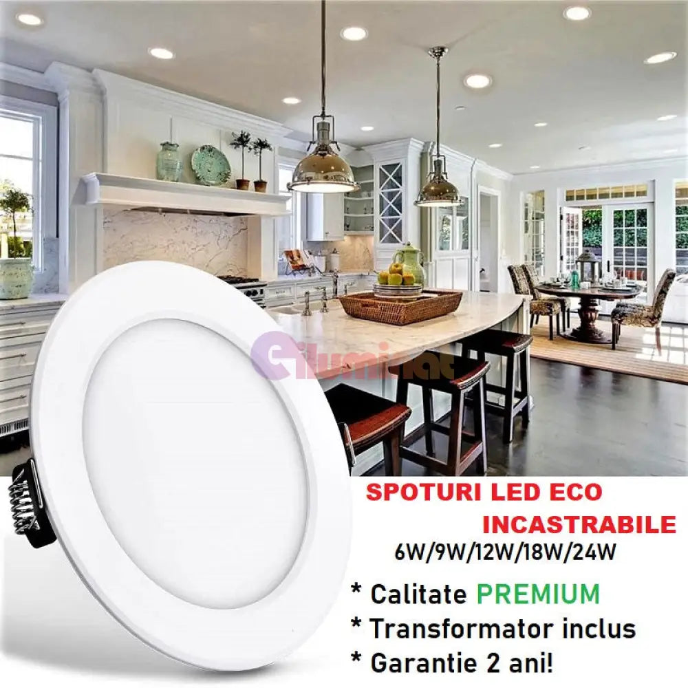 Spot Led 12W Eco Rotund Alb / ⌀140Mm Incastrabil Led Spot Light