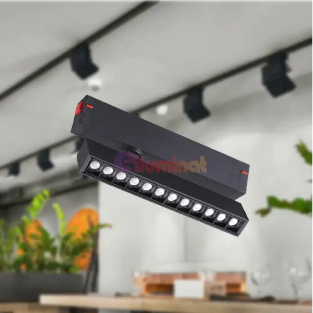 Spot Led 12W Magnetic Pliabil Smart Cct Negru Telecomanda Track Light