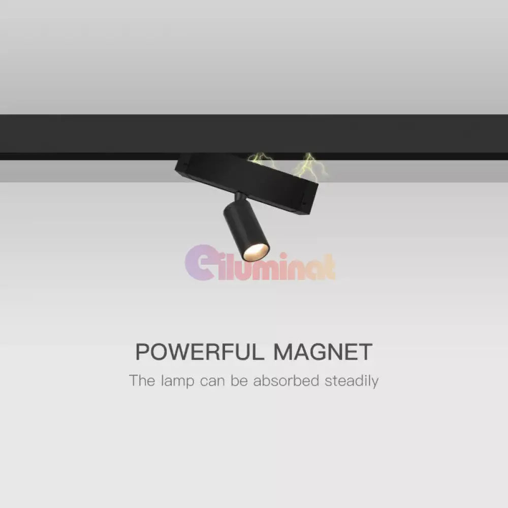 Spot Led 18W Magnetic Negru Cilindru Track Light