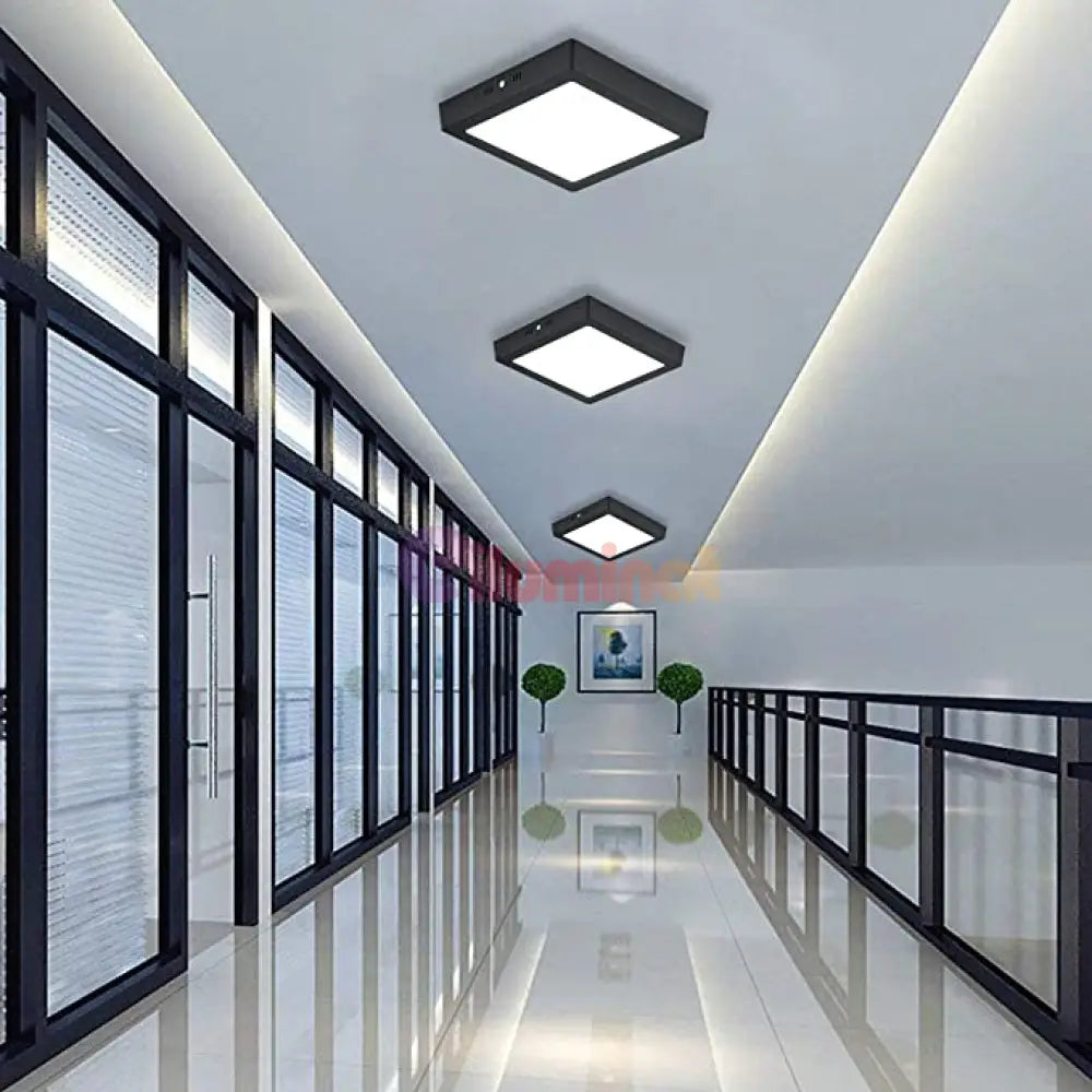 Spot Led 18W Patrat Negru / 210X210Mm Aplicat Led Ceiling Light