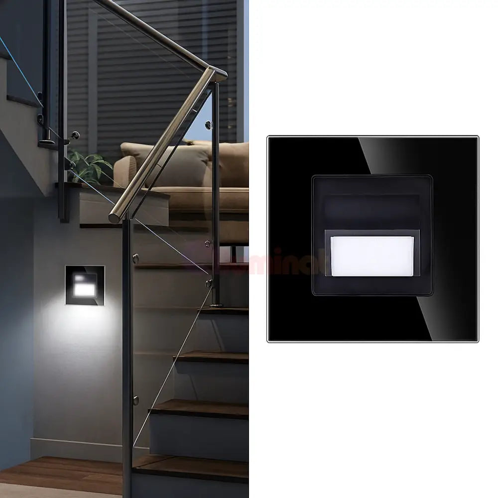 Spot LED 1W JAVI Patrat Black Sticla/ 4000K / 86mm / Incastrabil led spot light