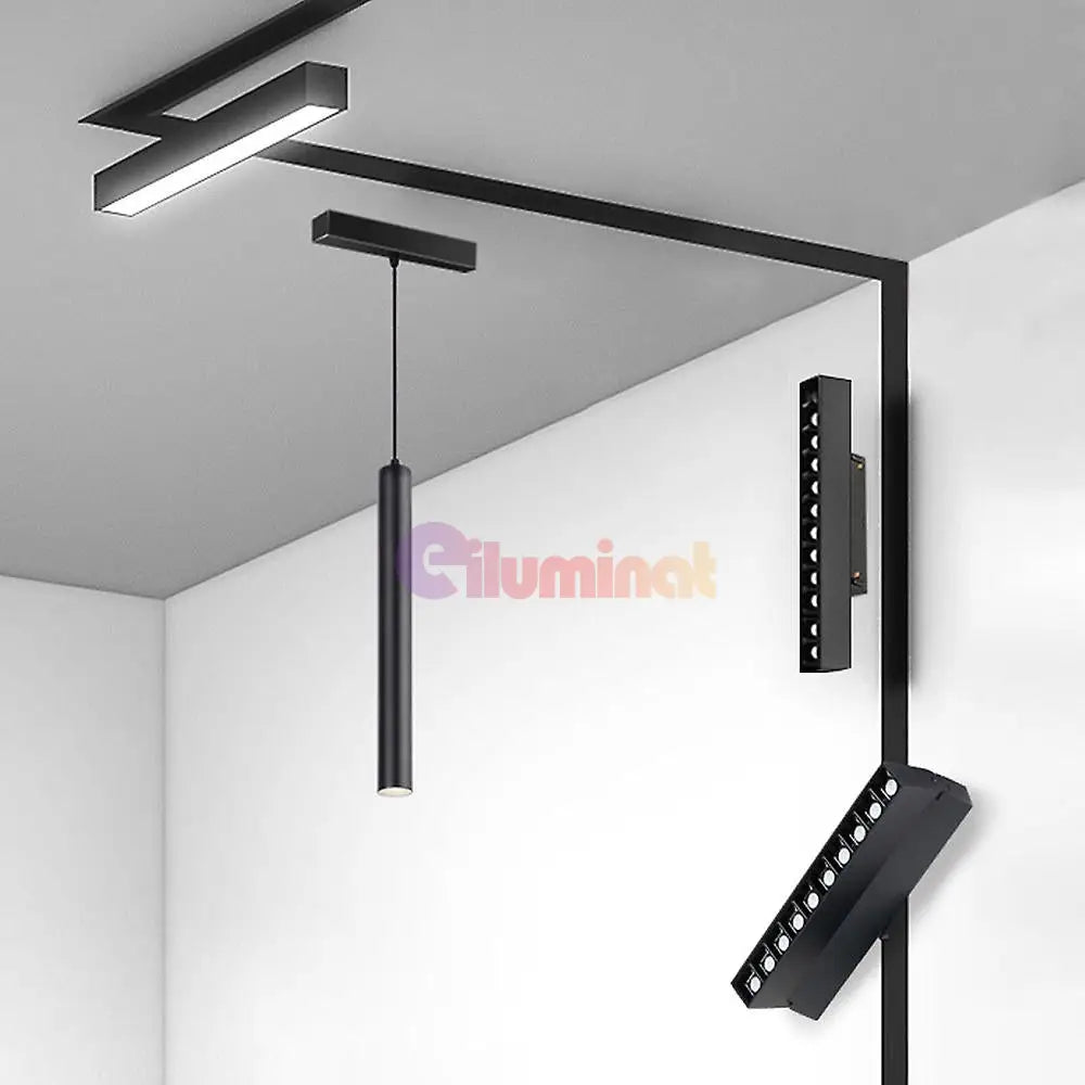 Spot Led 20W 60Cm Magnetic Smart Cct Negru Liniar Mat Telecomanda Track Light