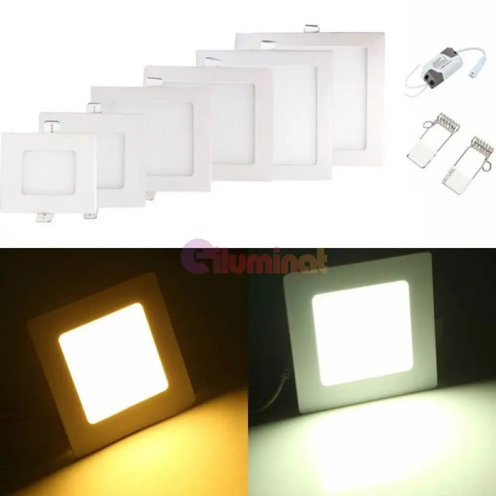 Spot Led 6W Slim Patrat Alb / 113X113Mm Incastrabil Led Spot Light