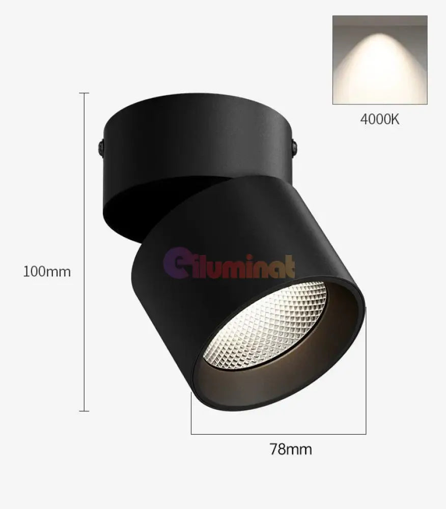 Spot LED Cilindric Aplicat Orientabil Negru 10W Lumina Neutra SPOT LED APLICAT / 10W / NEAGRA led ceiling light