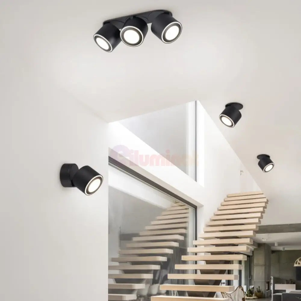 Spot LED Premium Aplicat Orientabil Rotund Negru 3 Moduri de Iluminare led ceiling light
