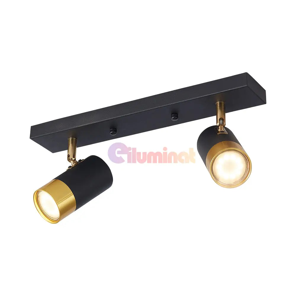 Spot Pe Sina Reglabil Negru + Auriu Exquisite 2Xgu10 Led Ceiling Light