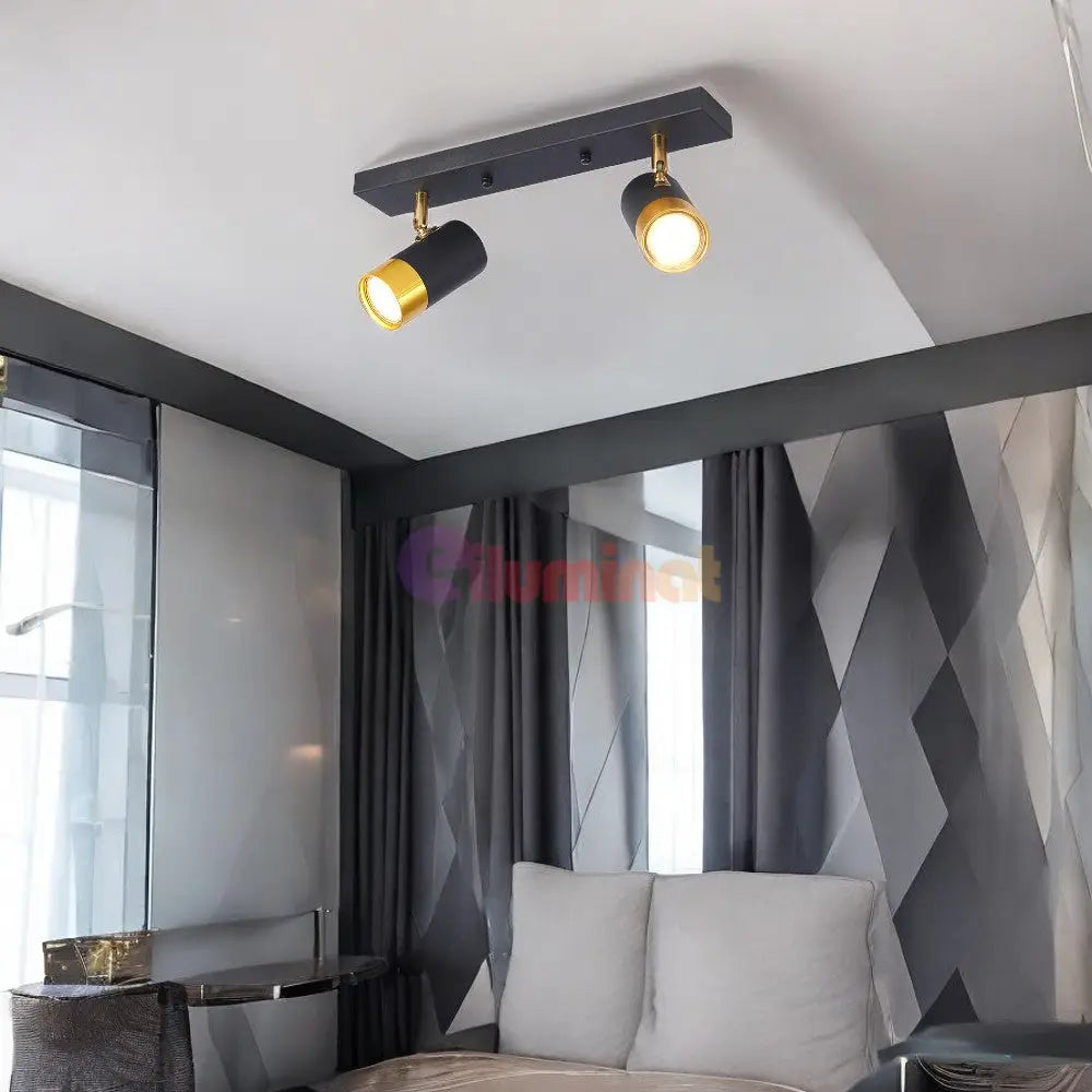 Spot Pe Sina Reglabil Negru + Auriu Exquisite 2Xgu10 Led Ceiling Light