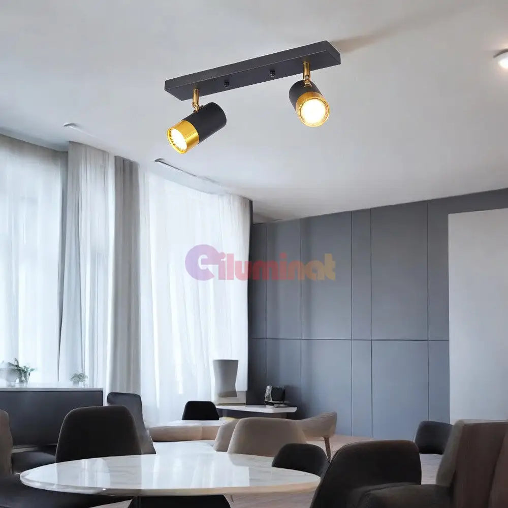 Spot Pe Sina Reglabil Negru + Auriu Exquisite 2Xgu10 Led Ceiling Light