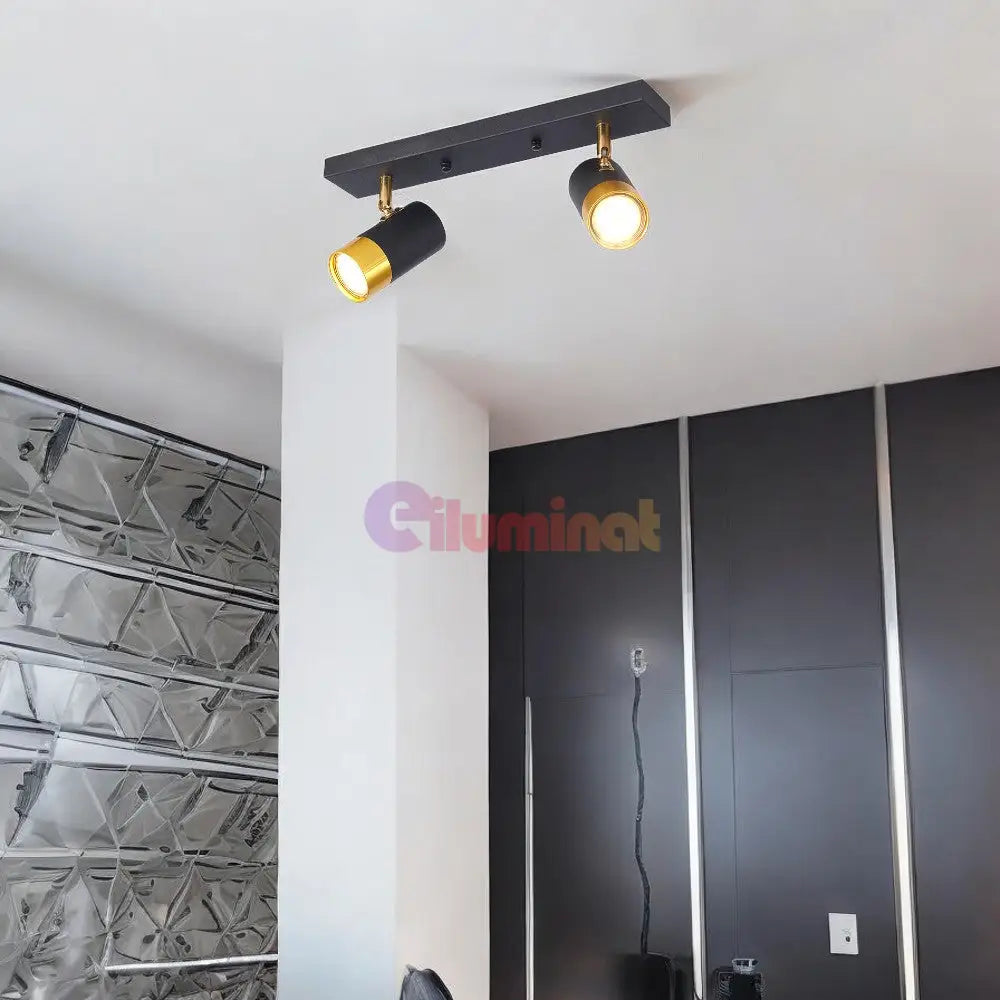 Spot Pe Sina Reglabil Negru + Auriu Exquisite 2Xgu10 Led Ceiling Light