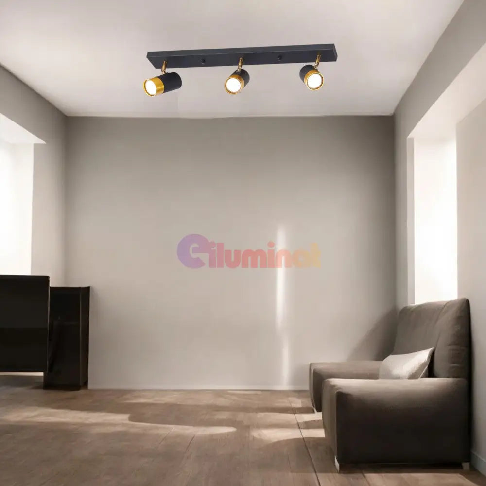 Spot Pe Sina Reglabil Negru + Auriu Exquisite 3Xgu10 Led Ceiling Light