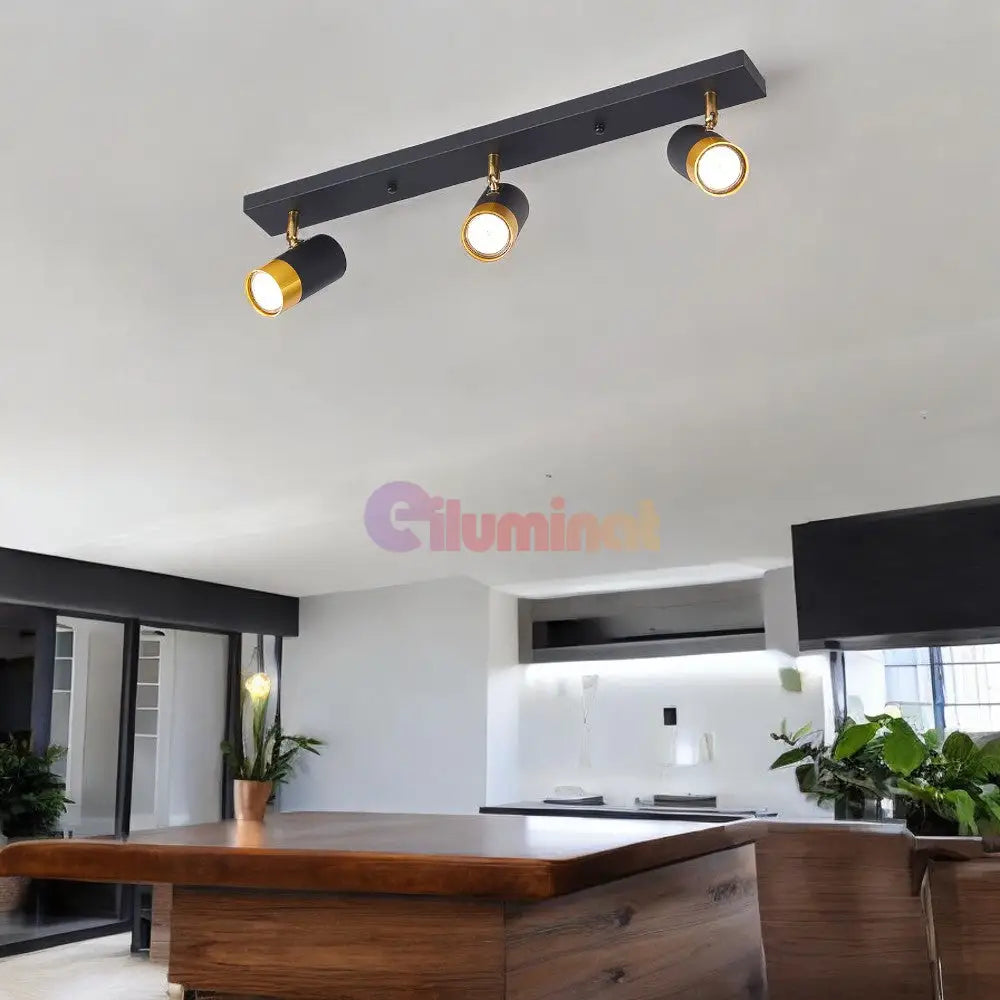 Spot Pe Sina Reglabil Negru + Auriu Exquisite 3Xgu10 Led Ceiling Light