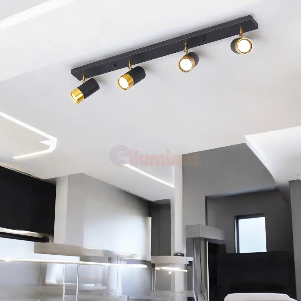 Spot Pe Sina Reglabil Negru + Auriu Exquisite 4Xgu10 Led Ceiling Light