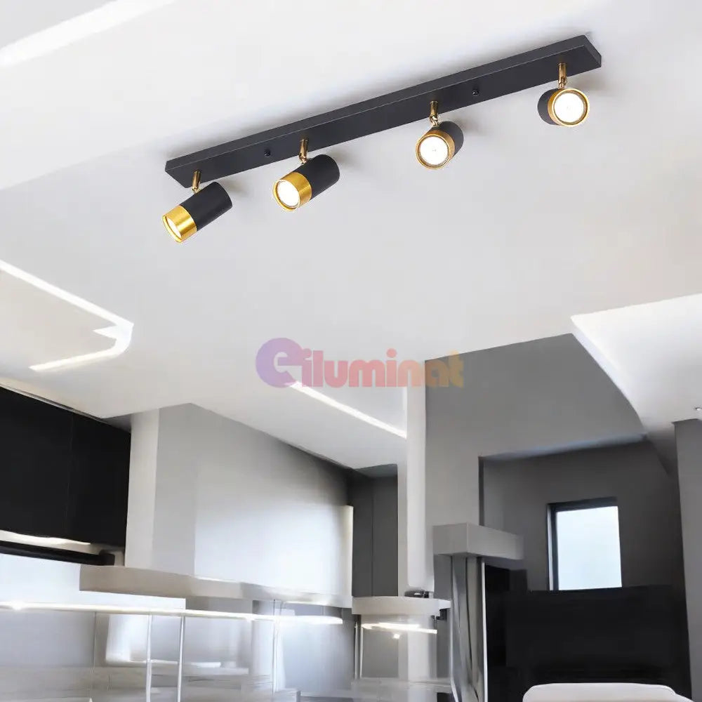 Spot Pe Sina Reglabil Negru + Auriu Exquisite 4Xgu10 Led Ceiling Light