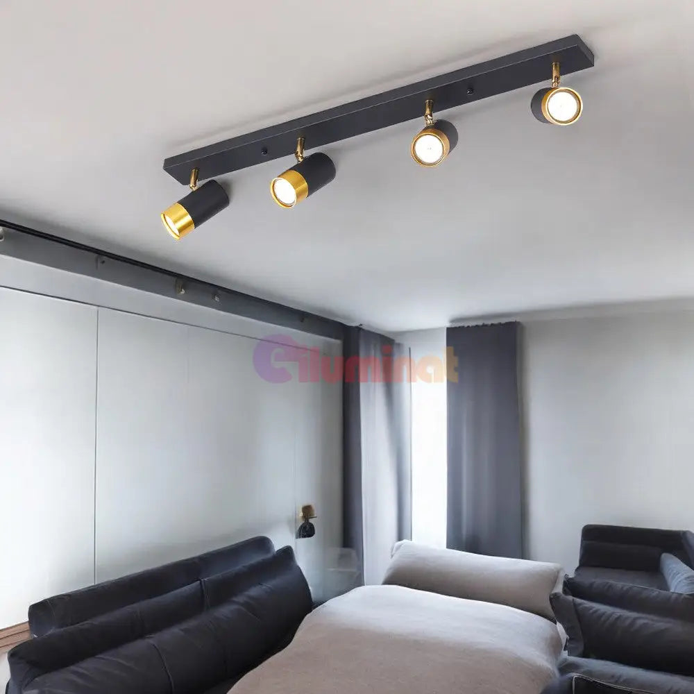 Spot Pe Sina Reglabil Negru + Auriu Exquisite 4Xgu10 Led Ceiling Light