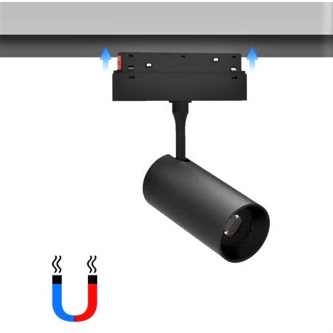 Spot Led 7W Magnetic Negru Cilindru Track Light